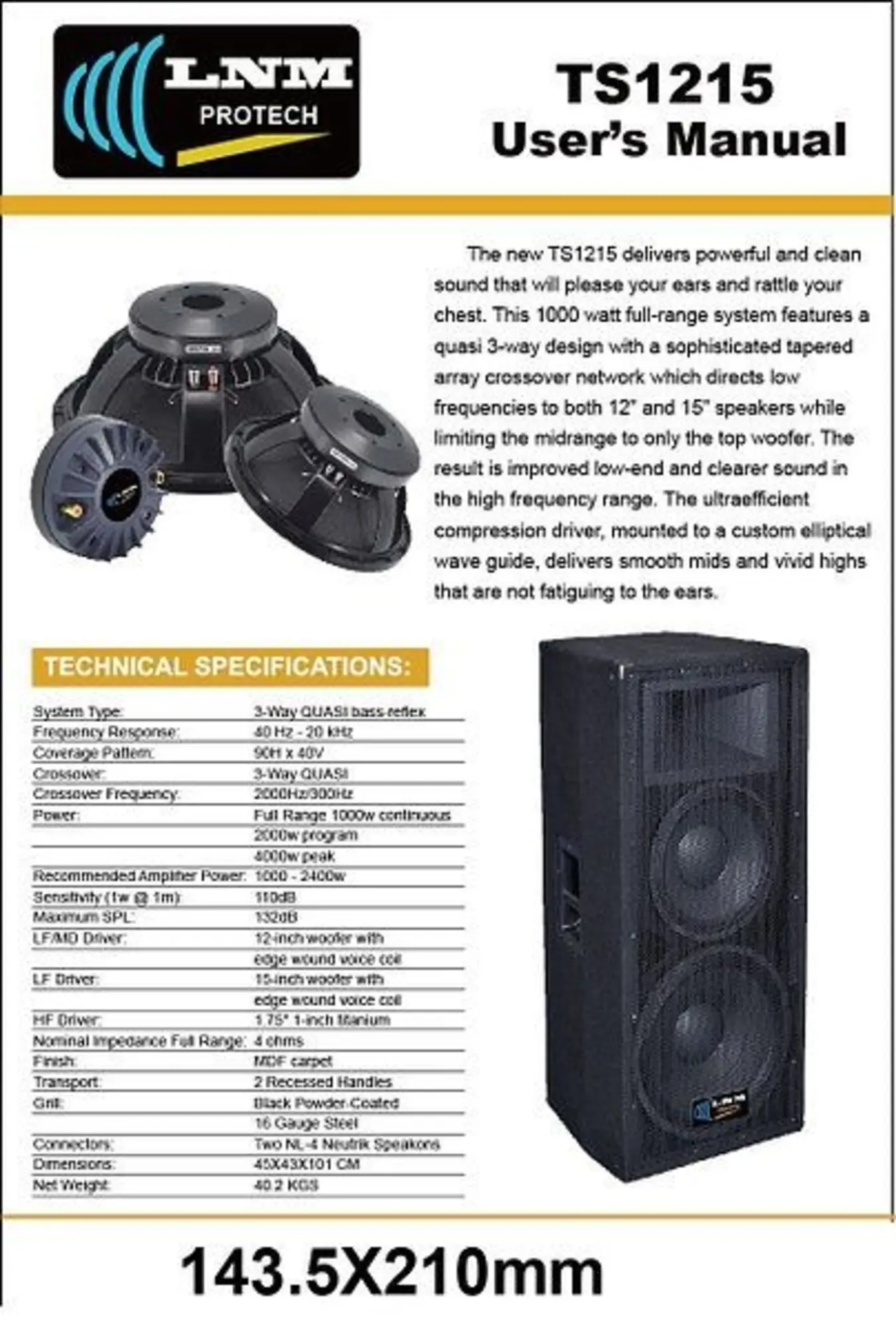 Трёхполосные пассивные колонки LNM PROTECH TS1215 (3 / 3)