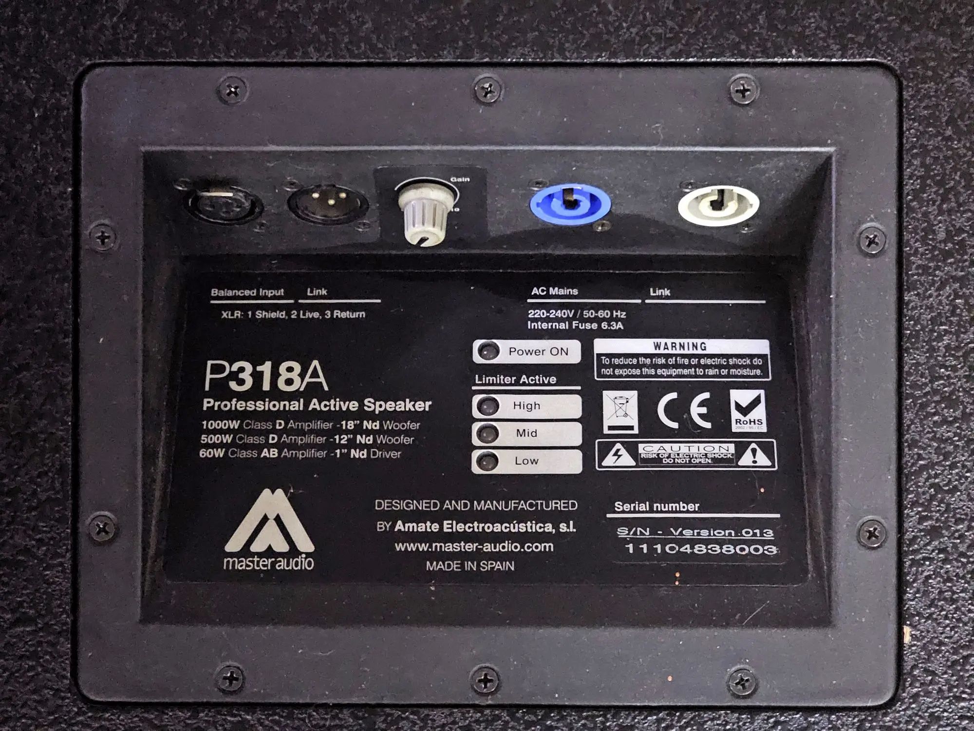 Усилитель от испанской трёхполосной колонки MASTER-AUDIO P318A (2 / 3)