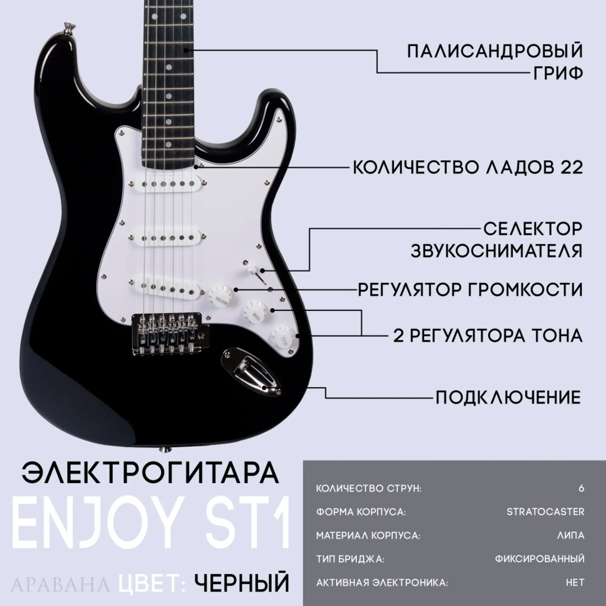 Электрогитара Enjoy Music AR Starter pack черный (2 / 4)