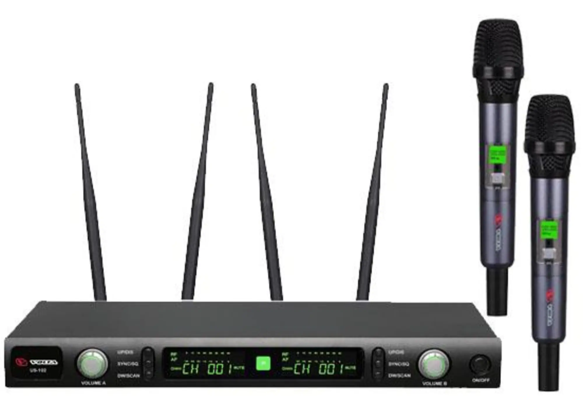 Профессиональная микрофонная радиосистема US-102 with aluminuim case (600-636MHZ) (1 / 4)