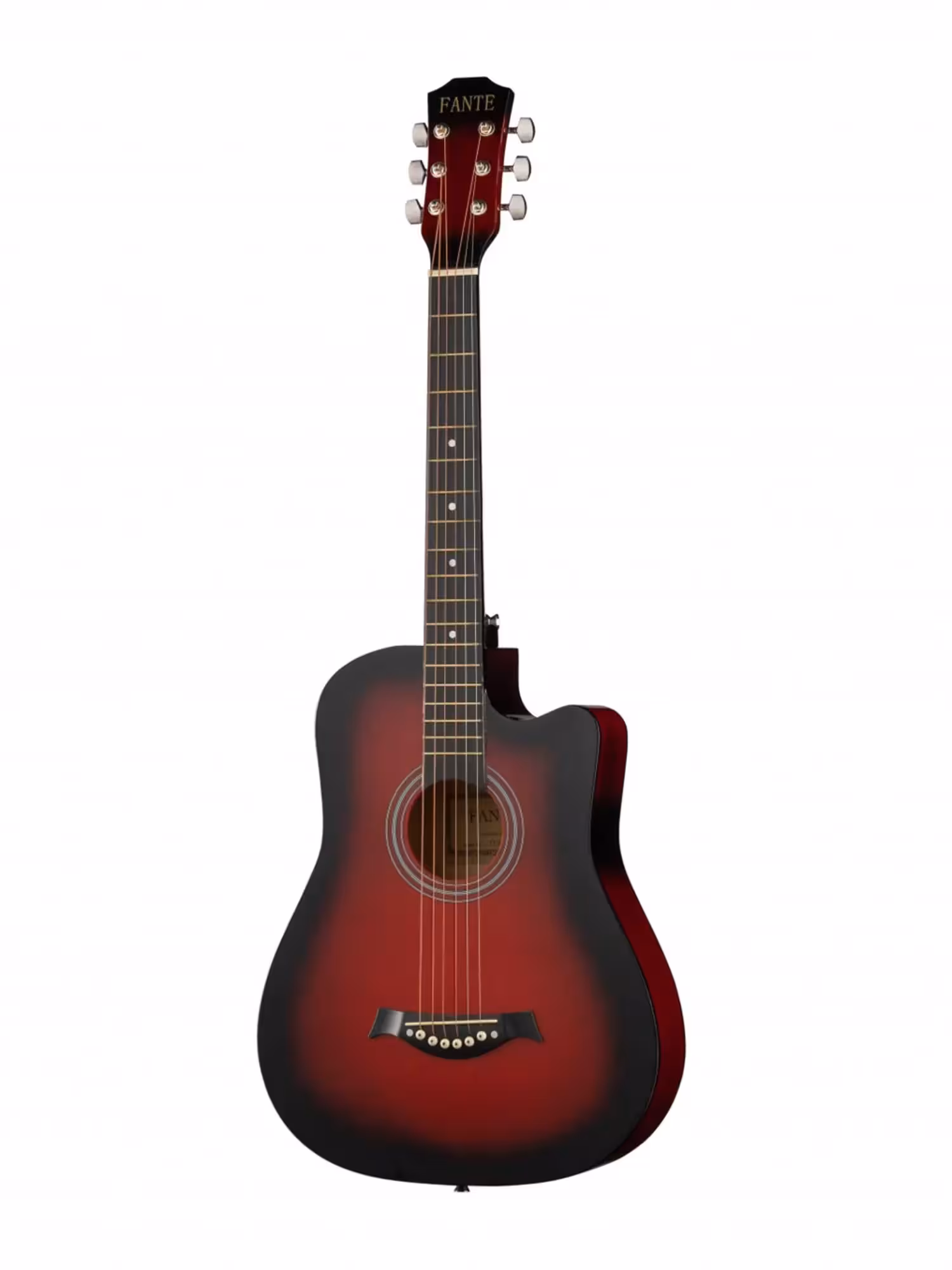 Акустическая гитара, с вырезом, красный санберст, Fante FT-D38-RDS (1 / 2)