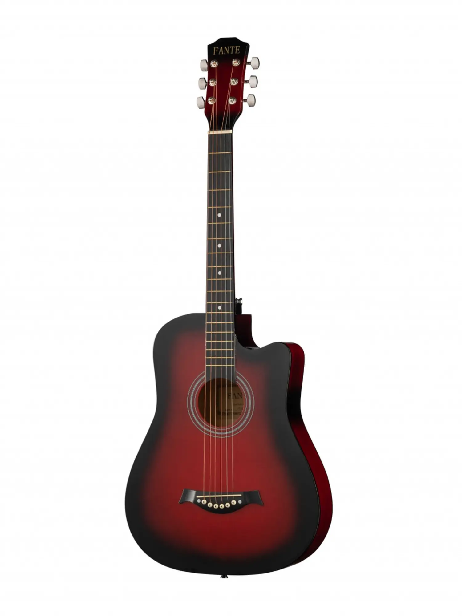 Акустическая гитара, с вырезом, красный санберст, Fante FT-D38-RDS (1 / 2)