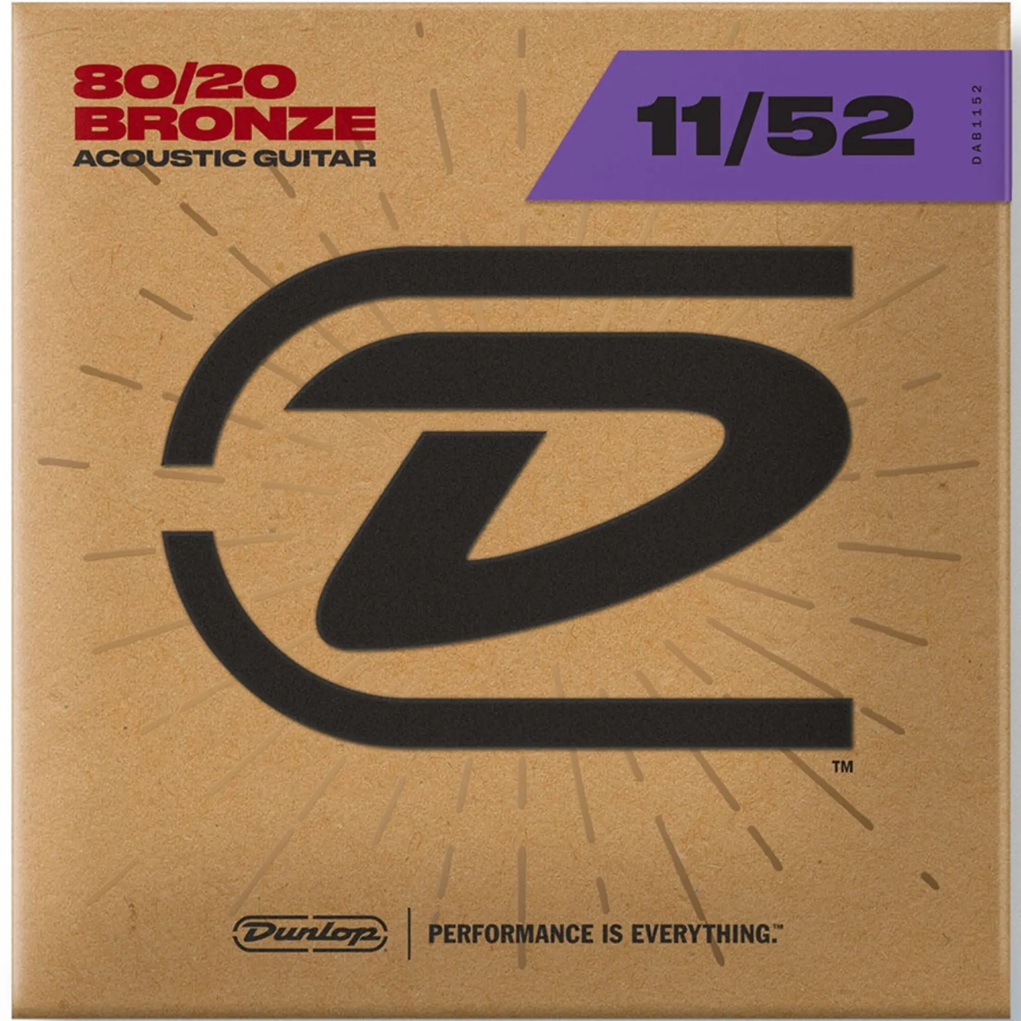 Комплект струн для акустической гитары, бронза 80/20, Medium Light, 11-52, Dunlop DAB1152 (1 / 2)