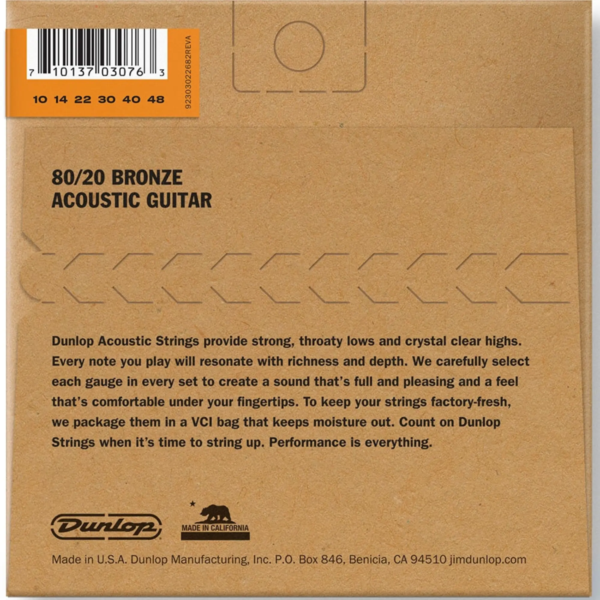 Комплект струн для акустической гитары, бронза 80/20, Extra Light, 10-48, Dunlop DAB1048 (2 / 2)