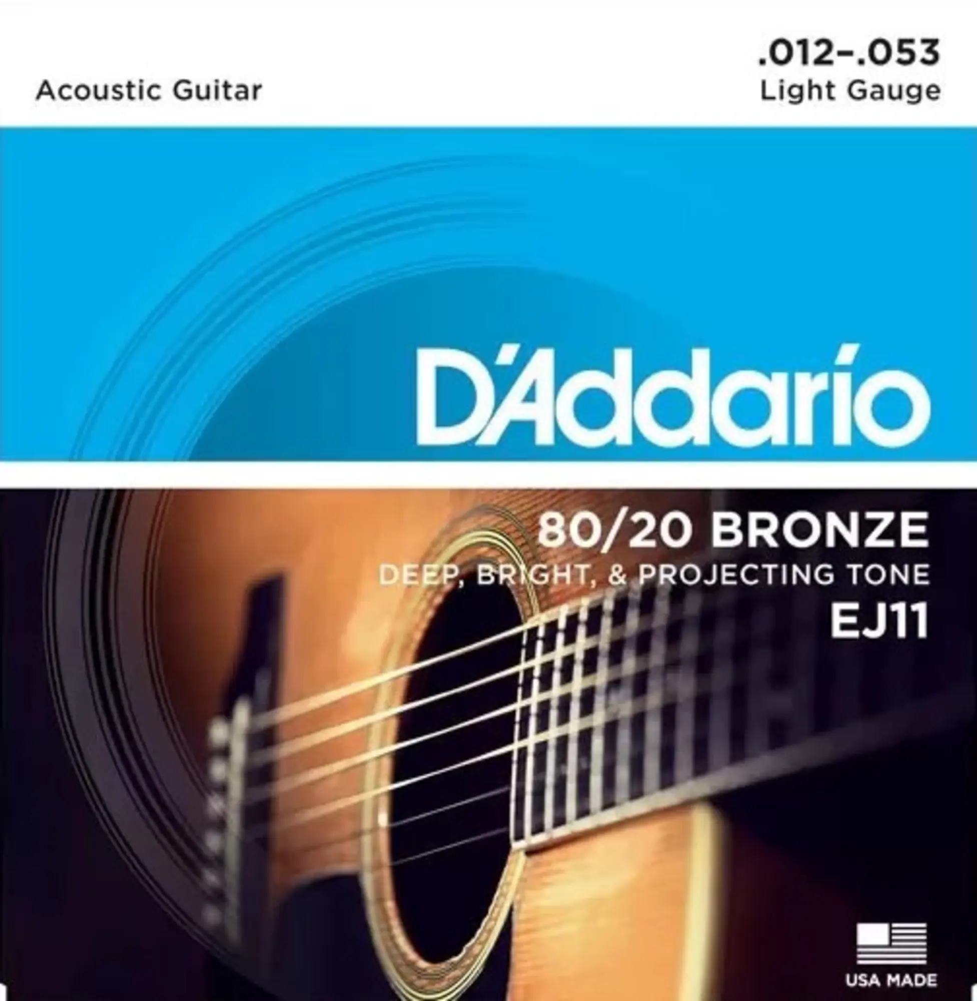 Струны для акустической гитары Light 12-53,  80/20,  D`Addario EJ11 (1 / 1)