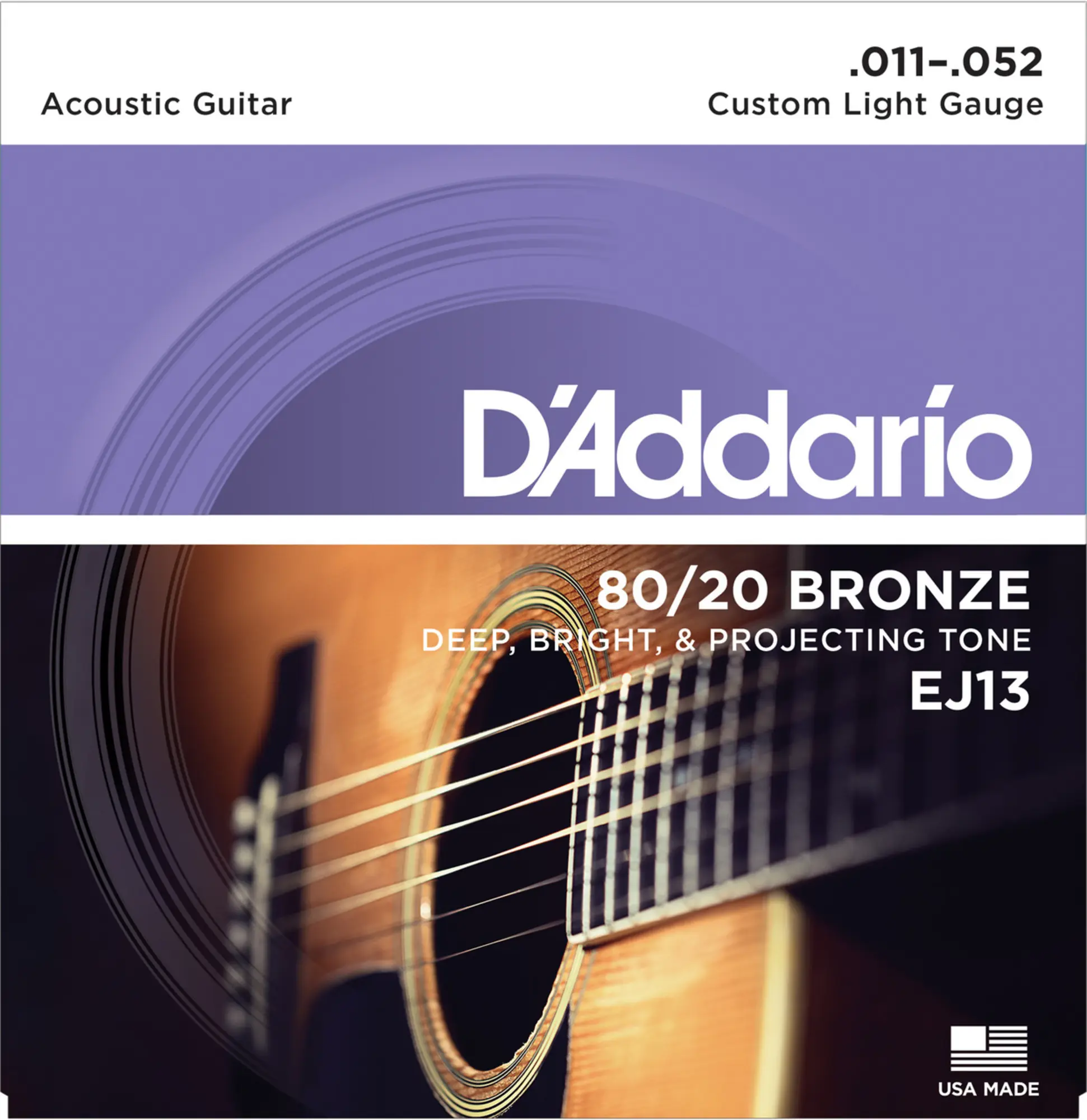 Струны для акустической гитары Light 11-52 80/20 D`Addario EJ13 (1 / 2)