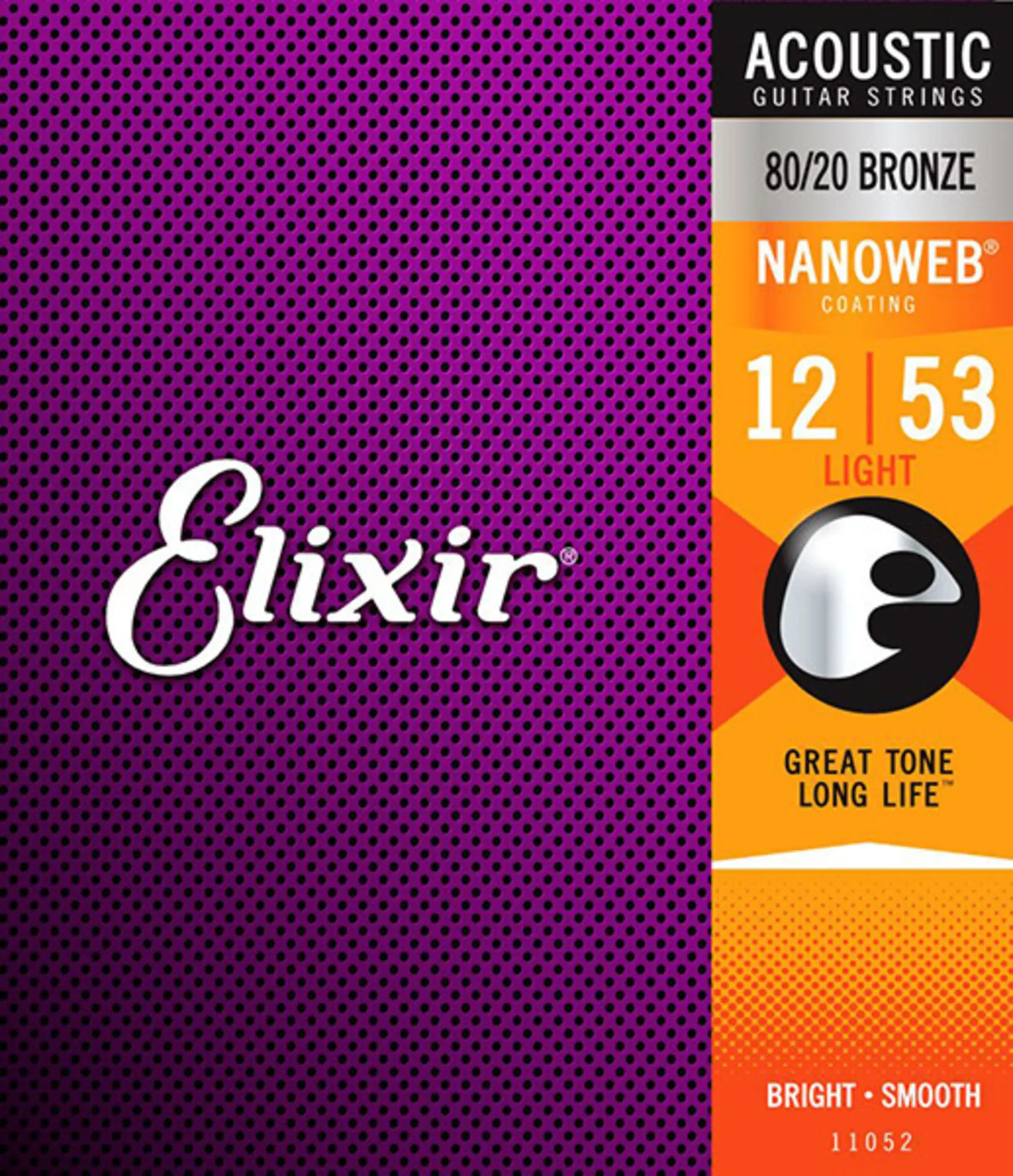 Комплект струн для акустической гитары, Light, бронза 80/20, 12-53, Elixir NANOWEB 11052 (1 / 1)