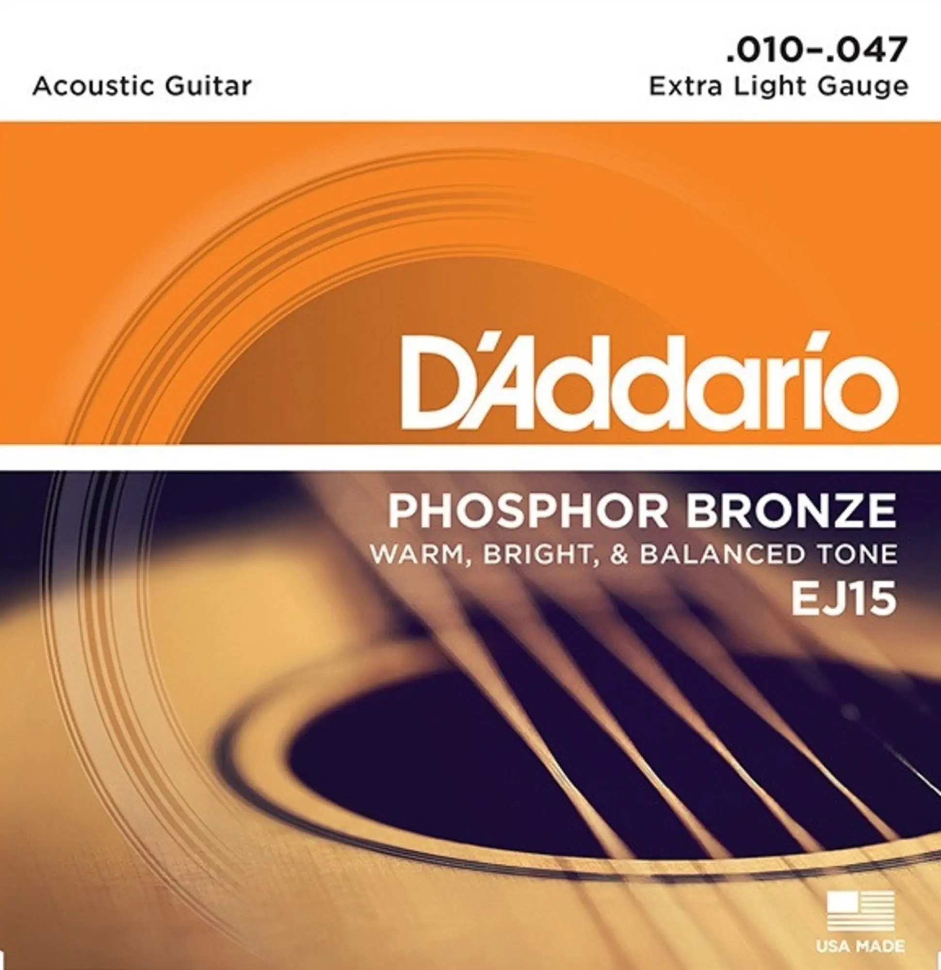 Струны для акустической гитары, фосфорная бронза, 10-47, D`Addario EJ15 (1 / 2)