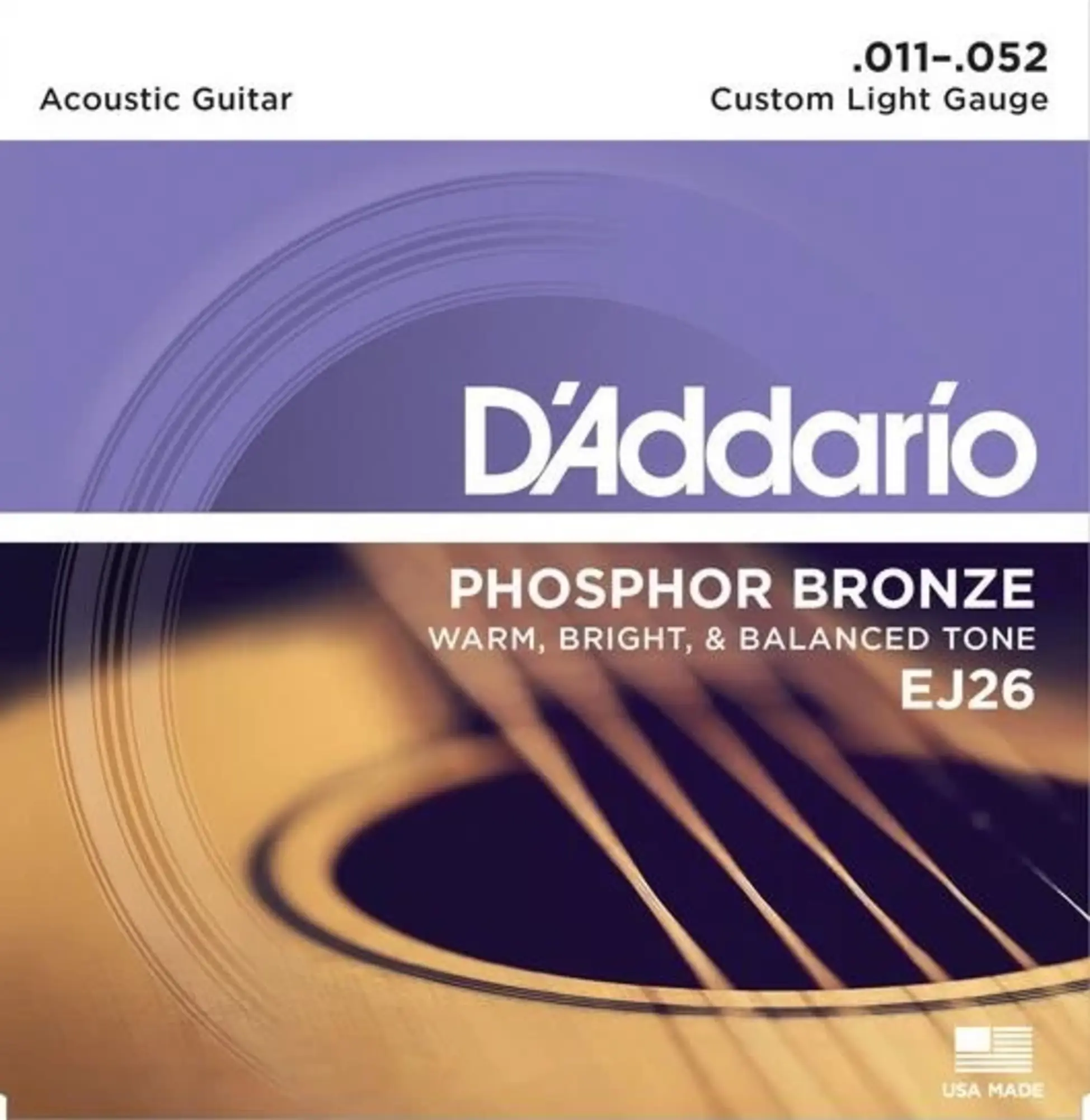 Струны для акустической гитары, фосфорная бронза, 11-52,  80/20,  D`Addario EJ26 (1 / 1)