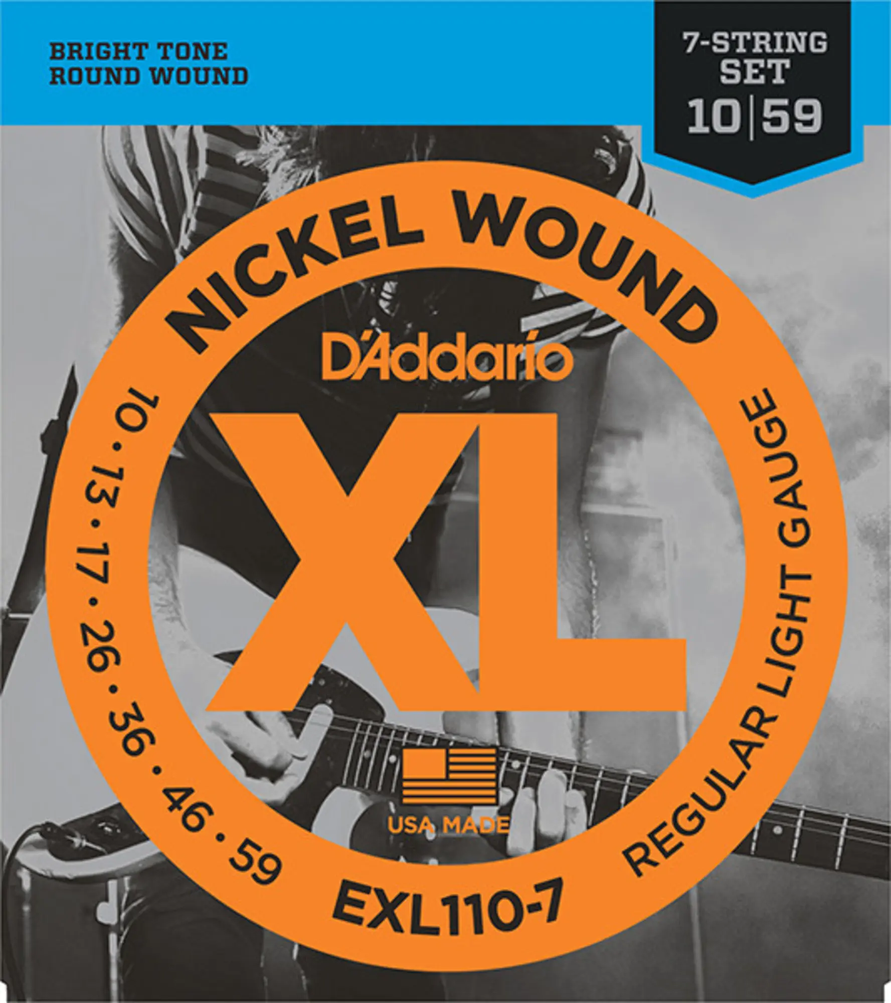 Струны для 7-струнной электрогитары Regular Light 7-string 10-59 D`Addario EXL110-7 (1 / 3)