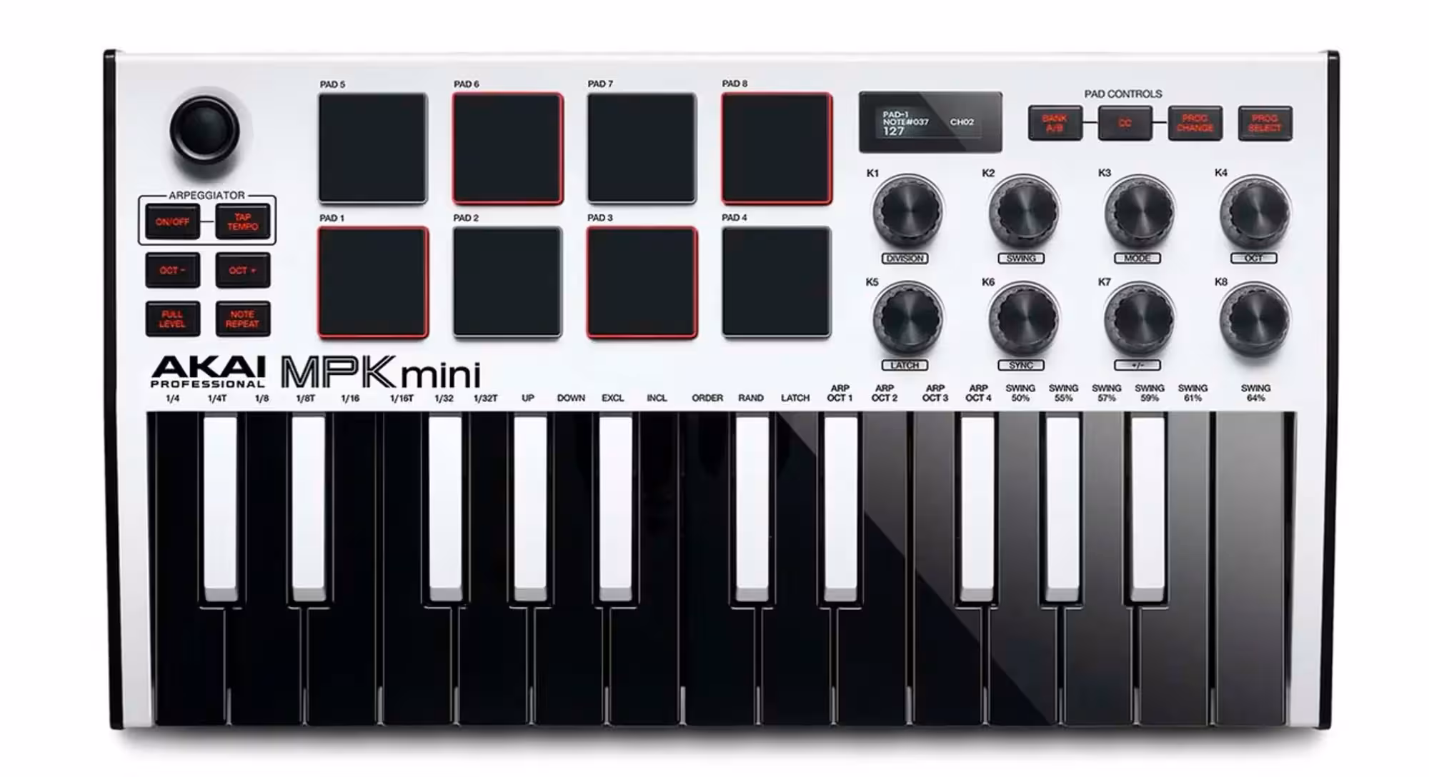 MIDI-клавиатура AKAI MPK MINI 3 WHITE USB (1 / 2)