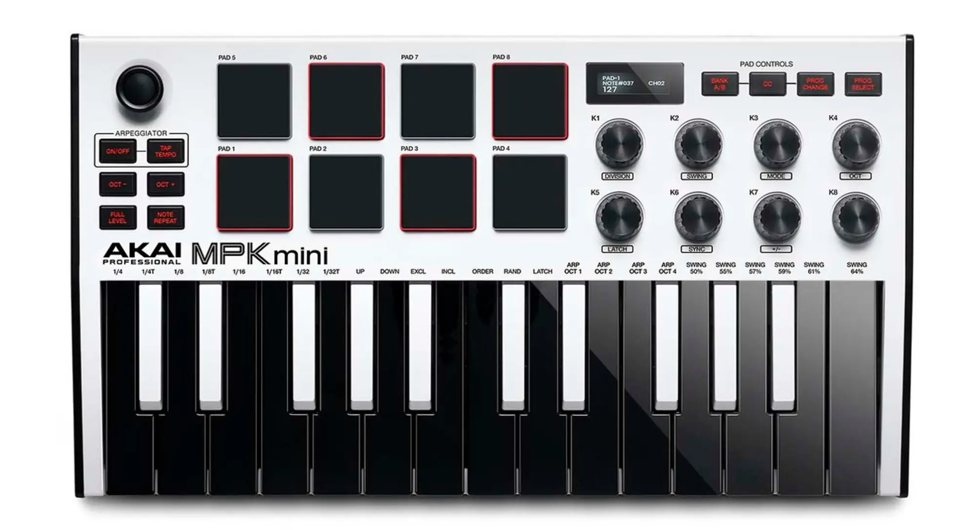 MIDI-клавиатура AKAI MPK MINI 3 WHITE USB (1 / 2)