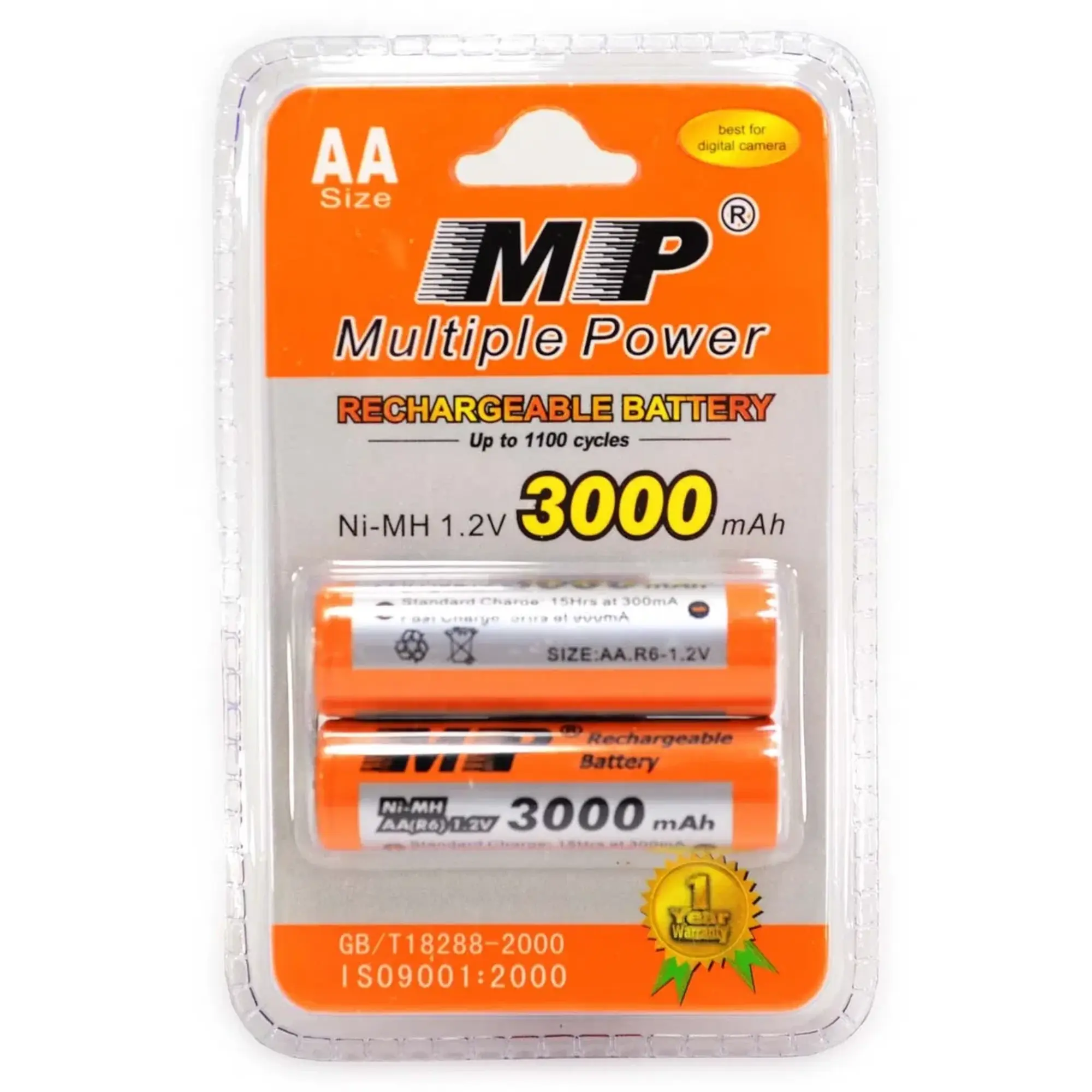 Комплект аккумуляторных батарей, 2шт, AA R6 1.2Вт 3000мА NiMh MP-AA-R6 (1 / 1)