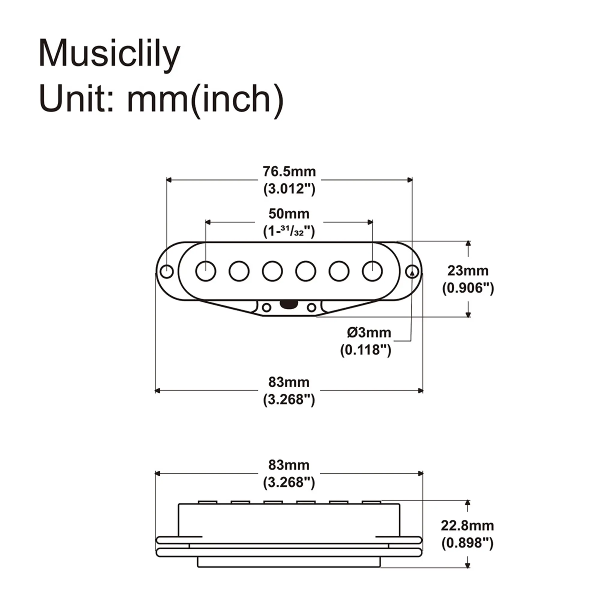 Звукосниматель магнитный сингл, для Fender Strat, нековый, черный, Musiclily, MX2295BK (3 / 3)