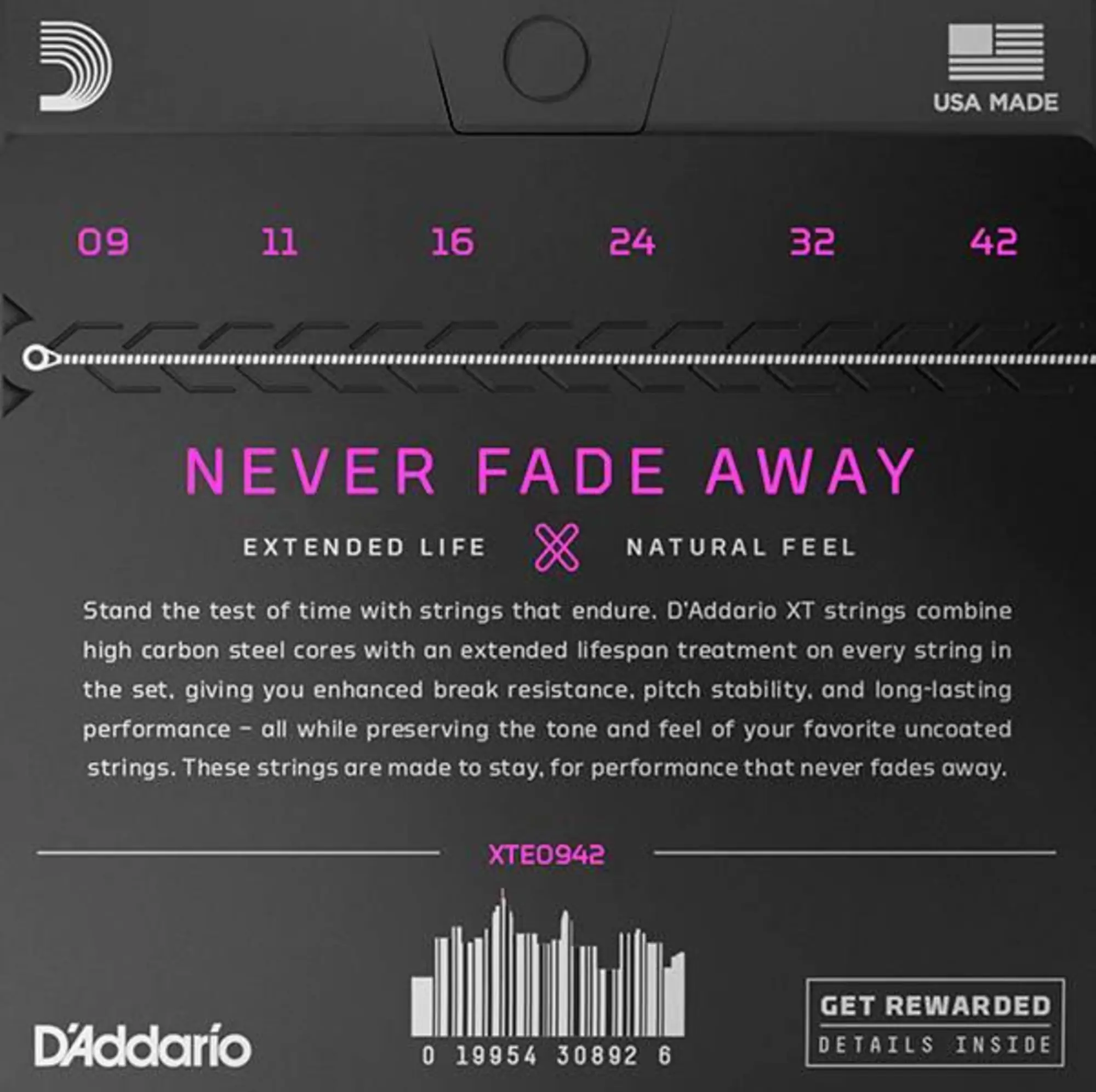 Комплект струн для электрогитары, никелированные, 9-42, с покрытием, D'Addario, XTE0942XT (2 / 2)