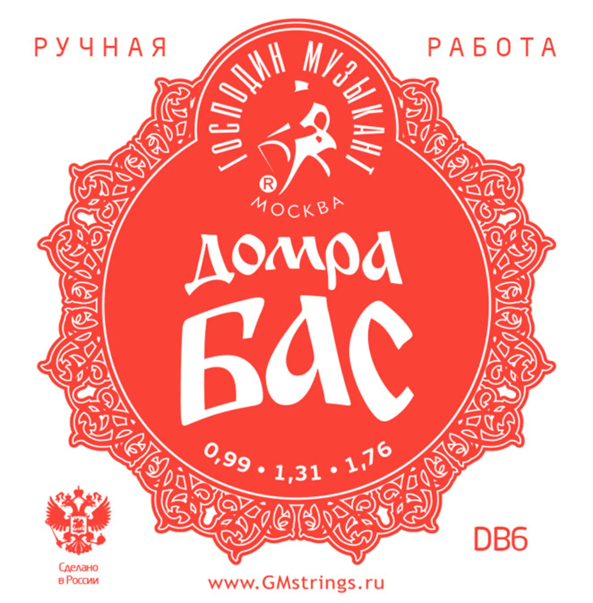 Комплект струн для Домры Бас, фосфорная бронза, Господин Музыкант DB6 (1 / 1)