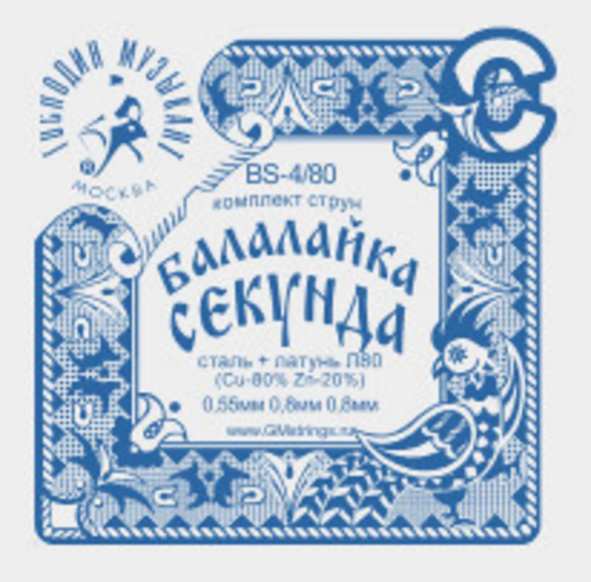 Комплект струн для балалайки-секунда (сталь+Л-80), Господин Музыкант, BS4/80 (1 / 1)