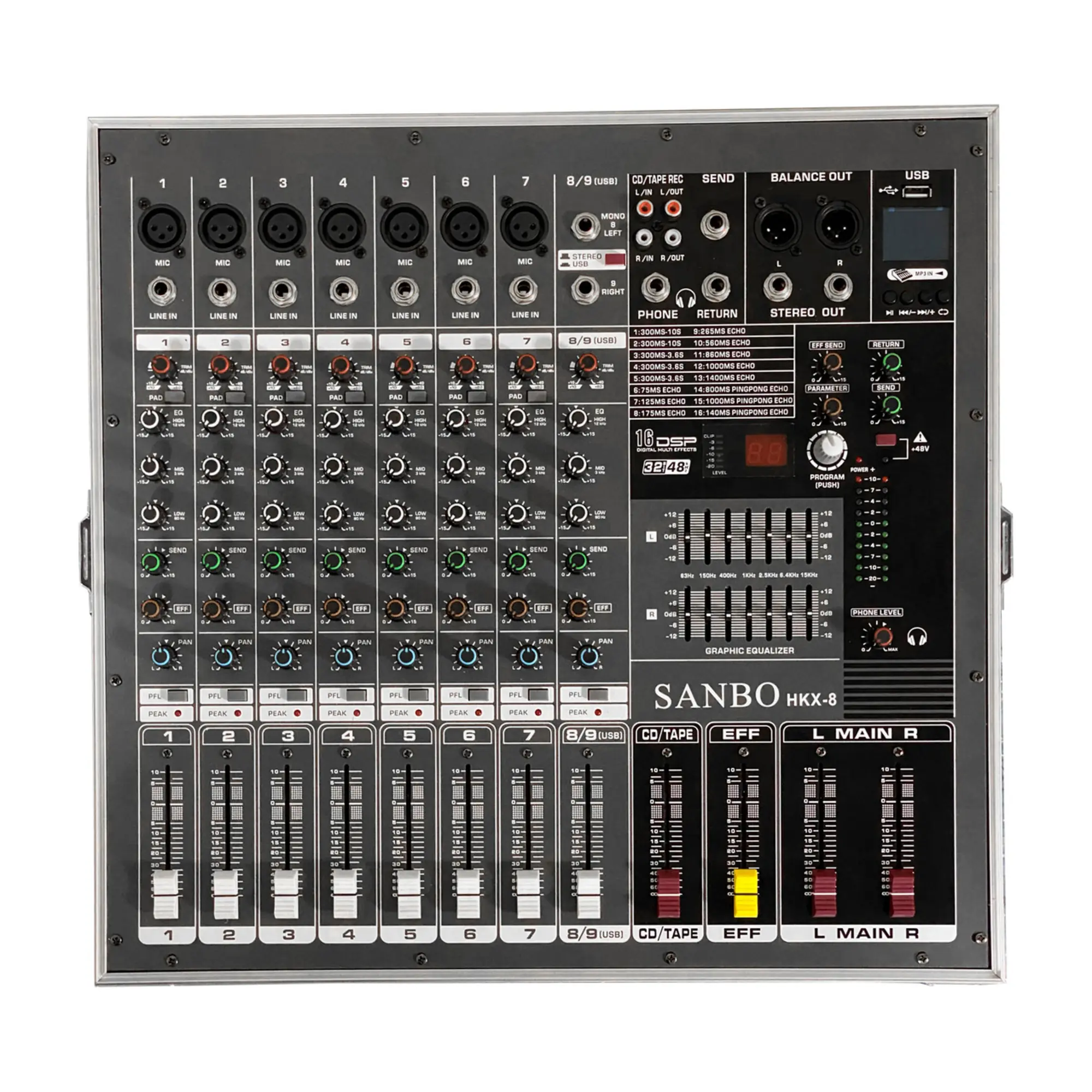 Активный микшерный пульт чемодан, Sanbo HKX-8 (1 / 3)