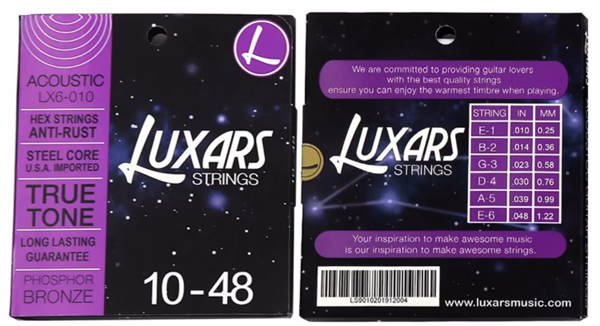 Струны для акустической гитары Luxars LX6-010 Phosphor bronze (1 / 2)