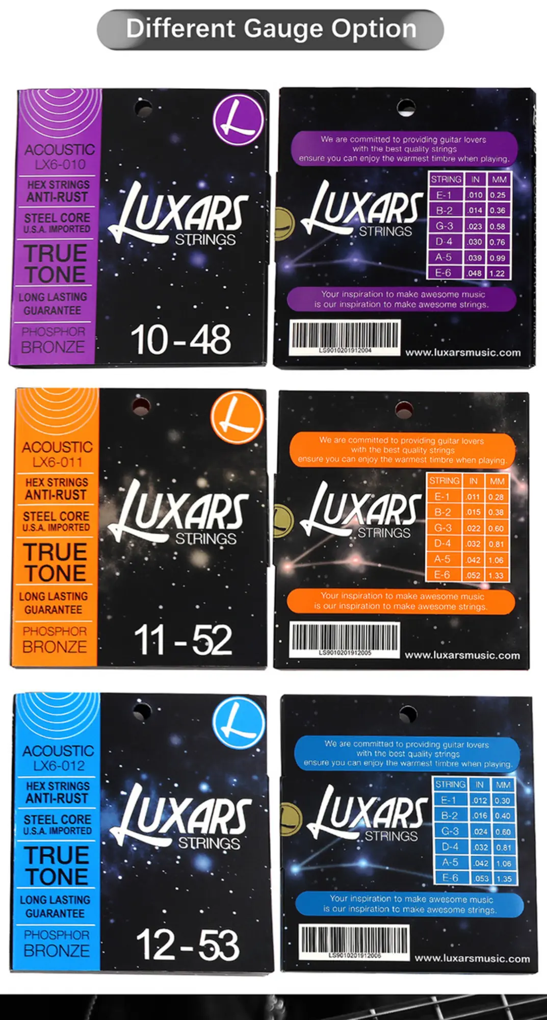 Струны для акустической гитары Luxars LX6-010 Phosphor bronze (2 / 2)