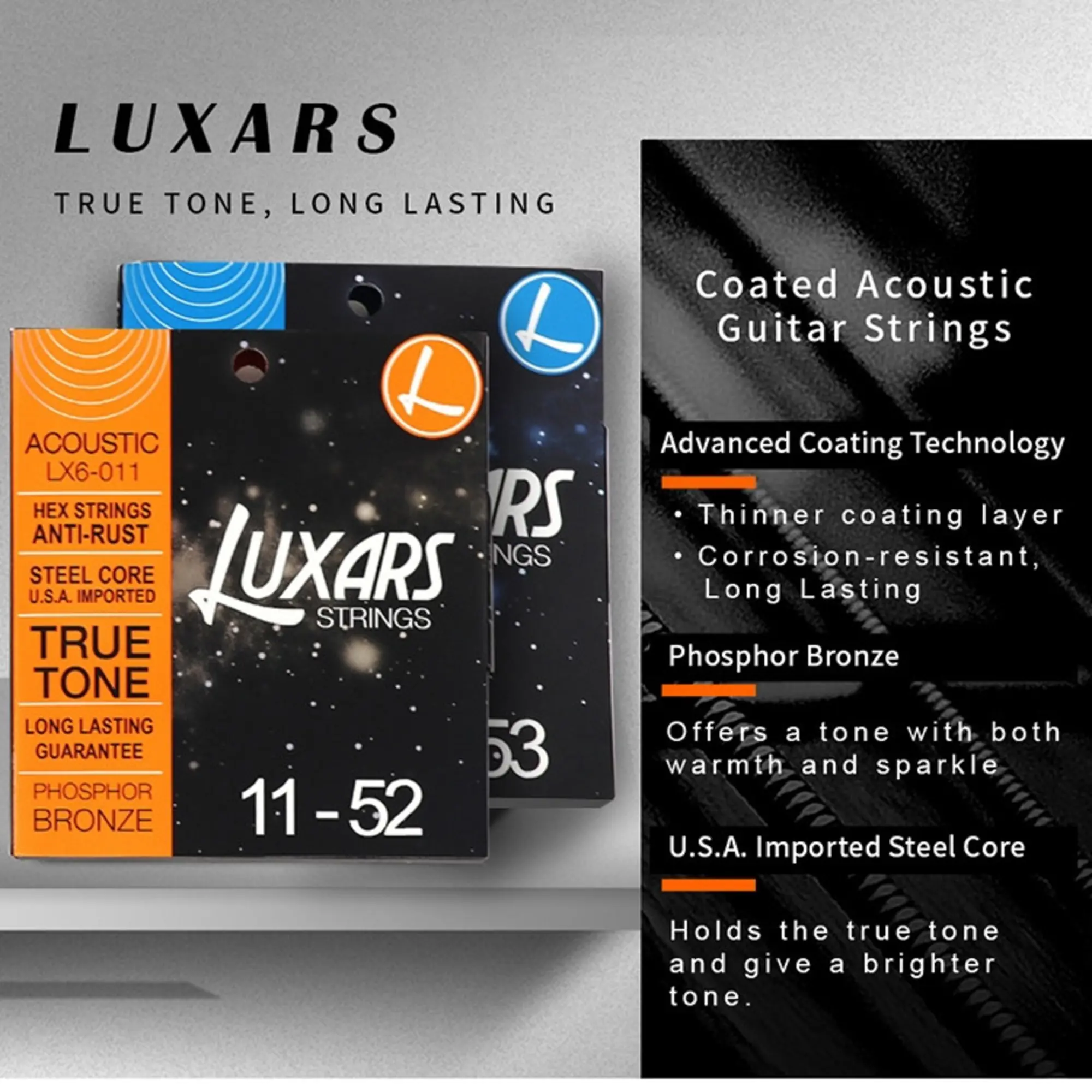 Струны для акустической гитары Luxars LX6-011 Phosphor bronze (2 / 3)