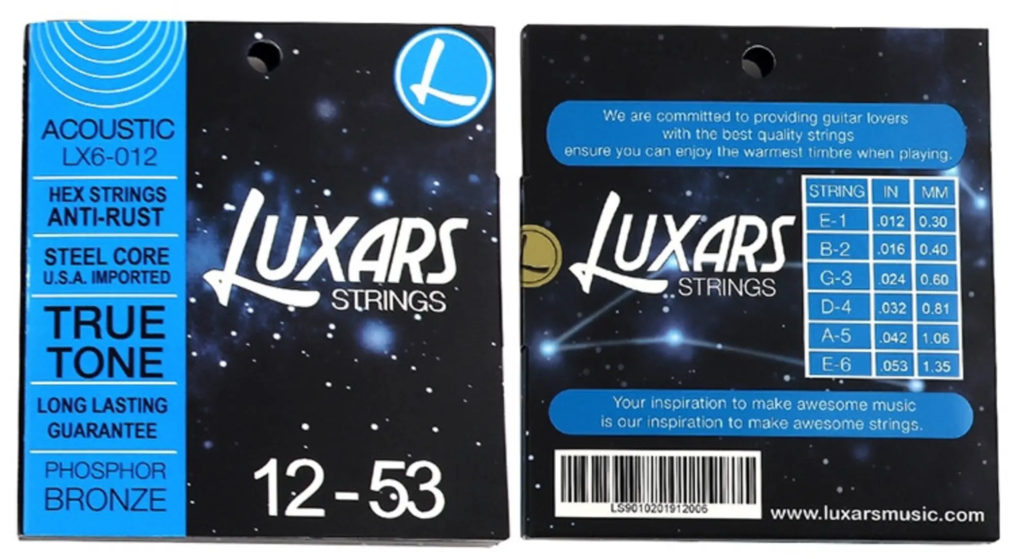 Струны для акустической гитары Luxars LX6-012 Phosphor bronze (1 / 2)
