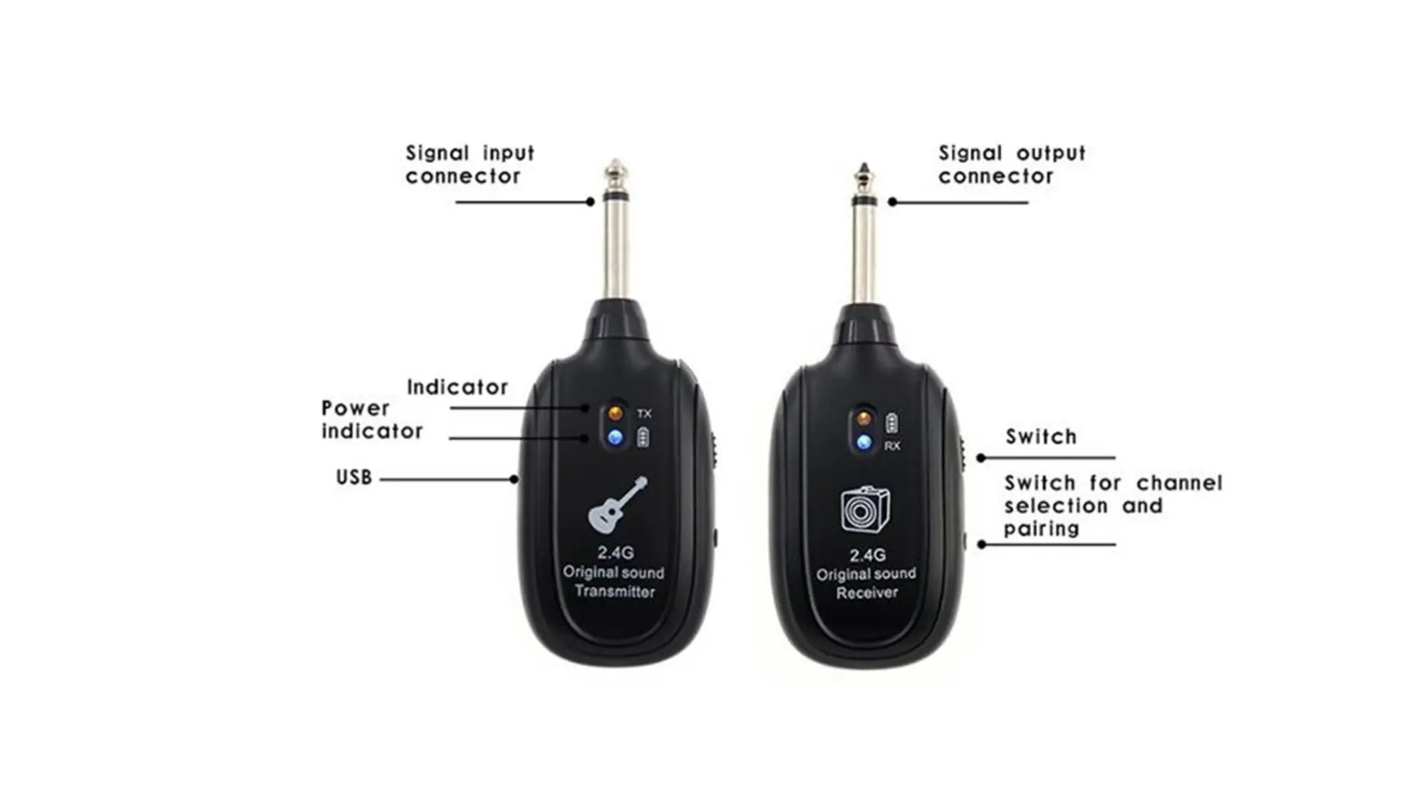 Радиосистема инструментальная беспроводная гитарная Music Room Wireless Guitar System A9 (4 / 9)