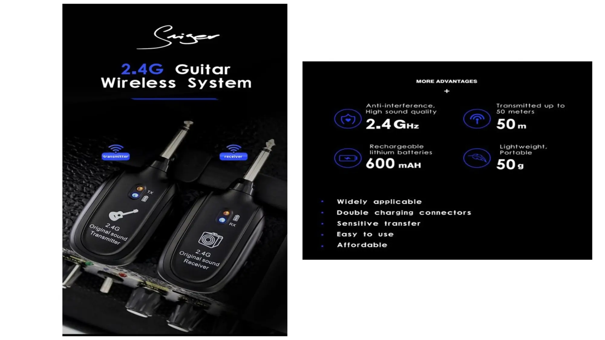 Радиосистема инструментальная беспроводная гитарная Music Room Wireless Guitar System A9 (5 / 9)