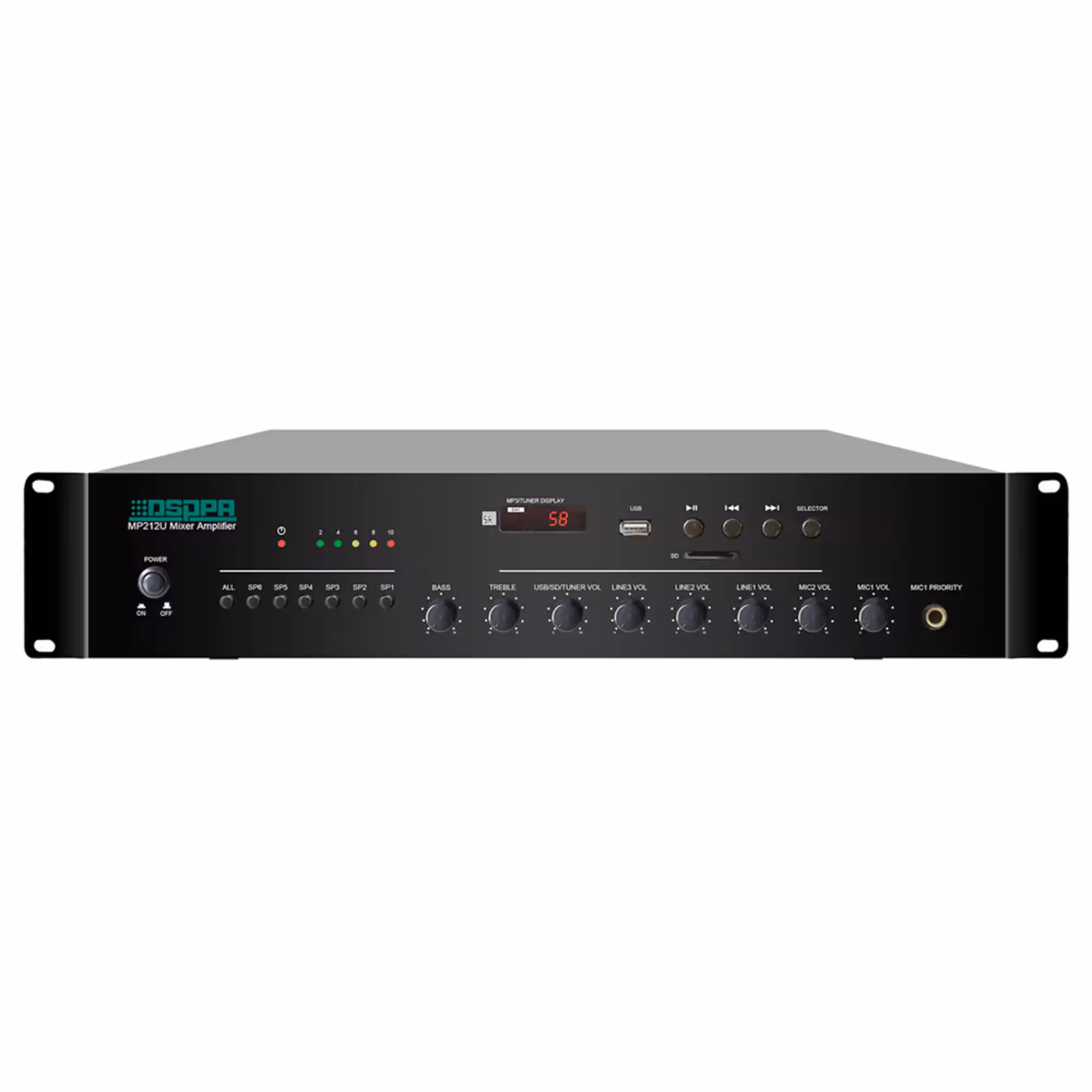 6-зонный микшер-усилитель с плеером DSPPA MP212U (1 / 4)