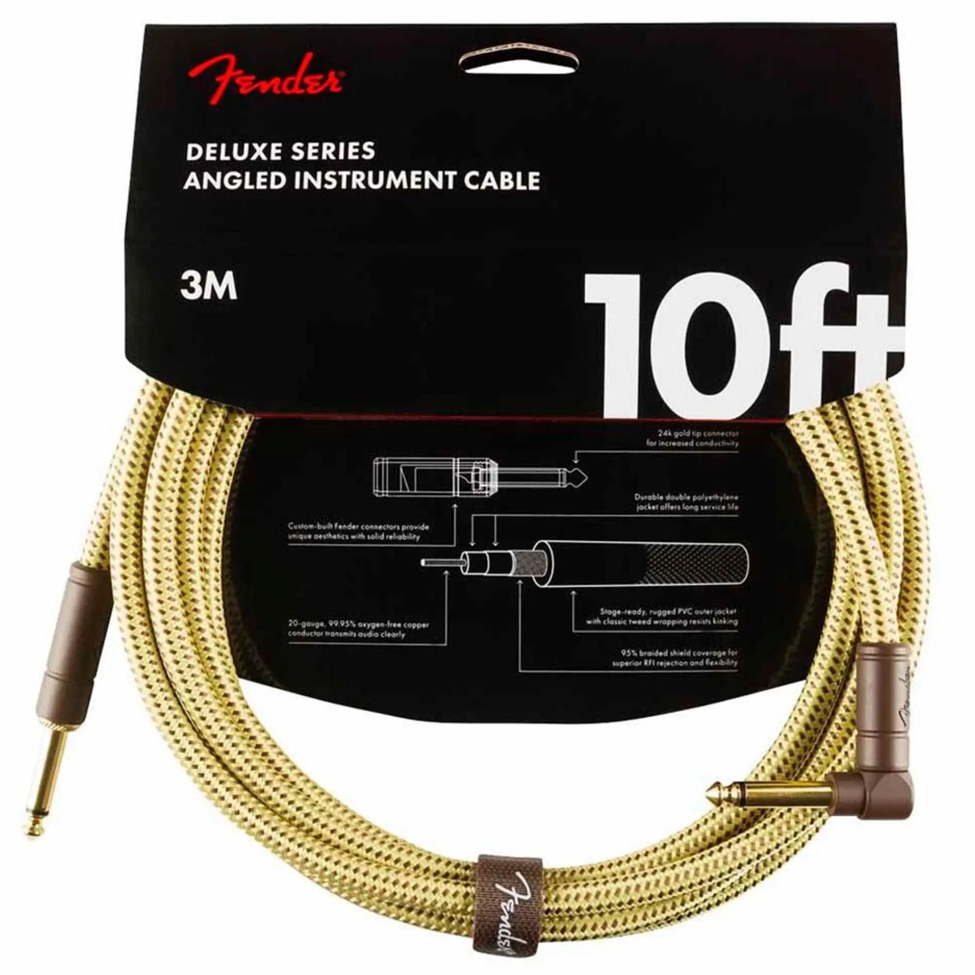 Инструментальный кабель Jack-Jack 3 м Fender Deluxe Series Straight/Angle 10' Tweed (1 / 1)