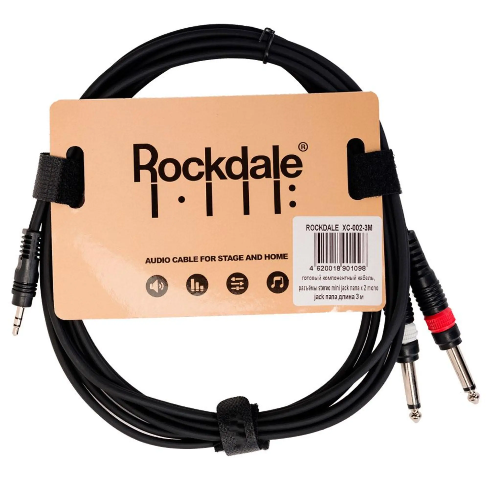 Сигнальный аудио кабель miniJack-Jack 3 м Rockdale XC-002-3M (1 / 3)