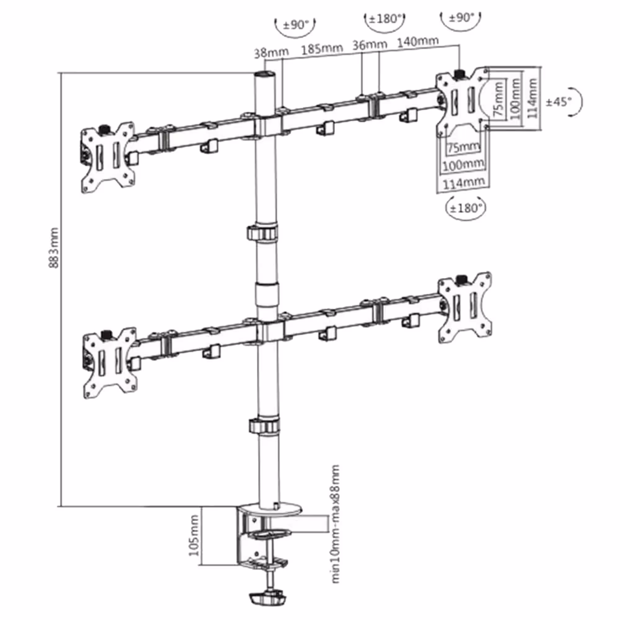 Настольный кронштейн Brateck LDT12-C048N (2 / 2)