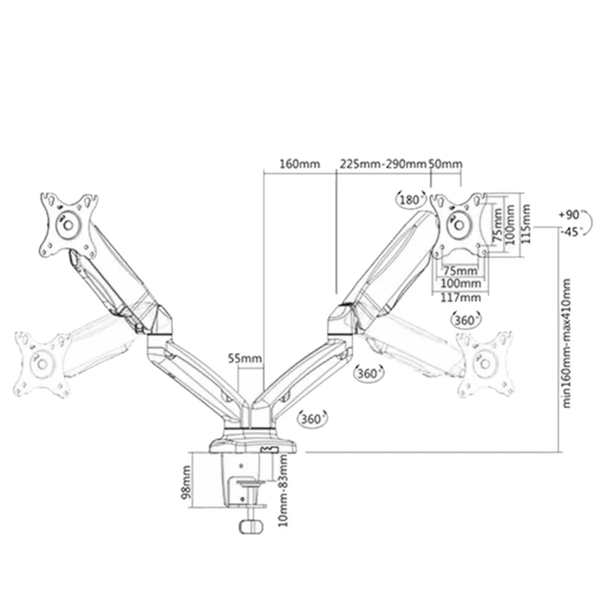 Настольный кронштейн Brateck LDT13-C024 (2 / 2)