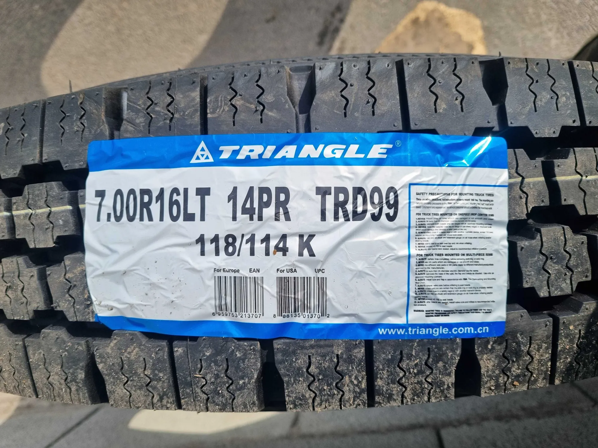 7.00 R16 LT -14 PR TRD99 Triangle 118/114 K, қысқы (1 / 3)