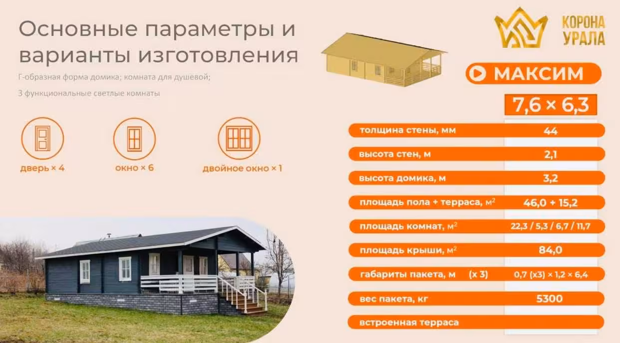 Тёплый дом под ключ 46м2|Дом для жизни и дачи|Max46|Алматы (3 / 4)