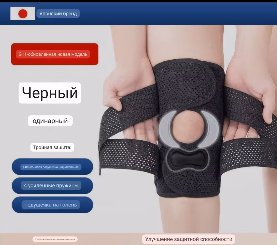 Наколенники силиконовые, повязка на колено, фиксатор, бандаж на колено (3 / 4)