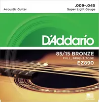 Струны для акустической гитары 9-45, 85/15 D`Addario EZ890