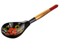 Деревянная ложка полубаская, роспись "Чернушка", Хохлома, LHL6501