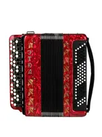 Баян ученический двухголосный Этюд-205М2, 55х100-II, красный, Тульская гармонь BN-40-RD
