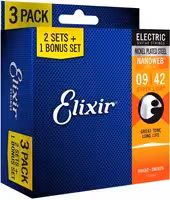 Cтруны для электрогитары, Super Light, 9-42, 3 комплекта, Elixir 16540
