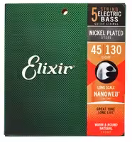 Комплект струн для 5-струнной бас-гитары, 45-130, NANOWEB, Elixir 14202