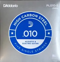Отдельная стальная струна без обмотки 010, Plain Steel, D`Addario PL010-5