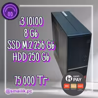 I3 10100\8 Gb\SSD M.2 256 Gb\HDD 250 Gb