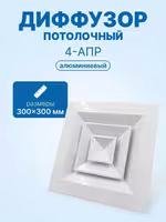 Диффузор алюминиевый потолочный 4-АПР с КРВ анемостаты квадратные